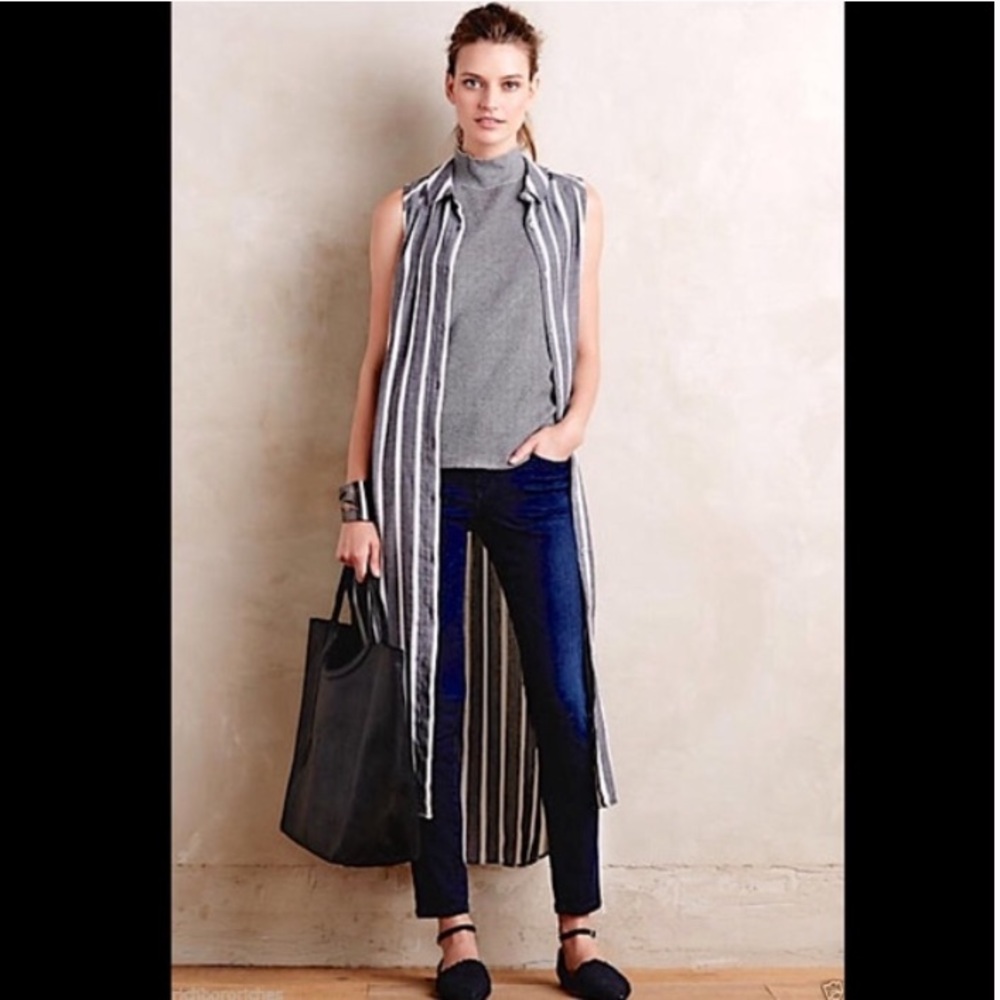 ANTHROPOLOGIE - Holding Horses Grey Stripe Vest/Dress, 2 - Picture 3 of 7
